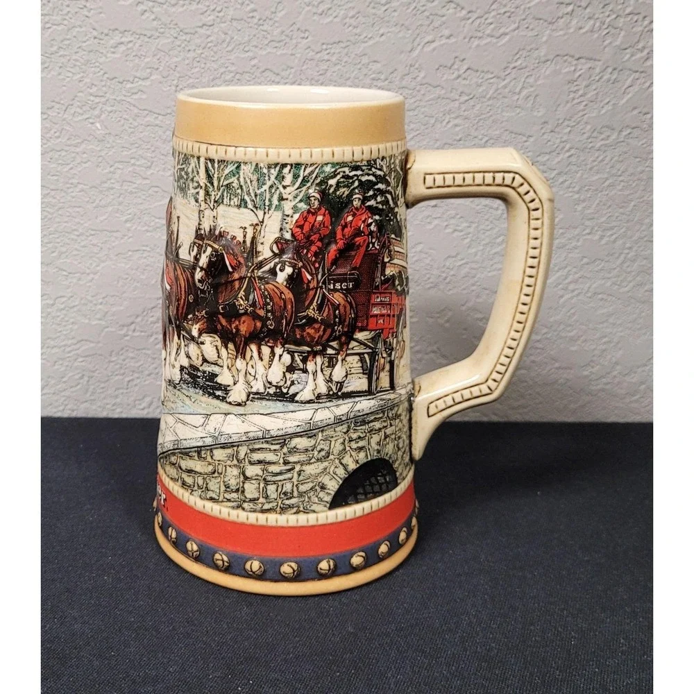 Vintage 1988 Budweiser Collector's Series Holiday Beer Stein